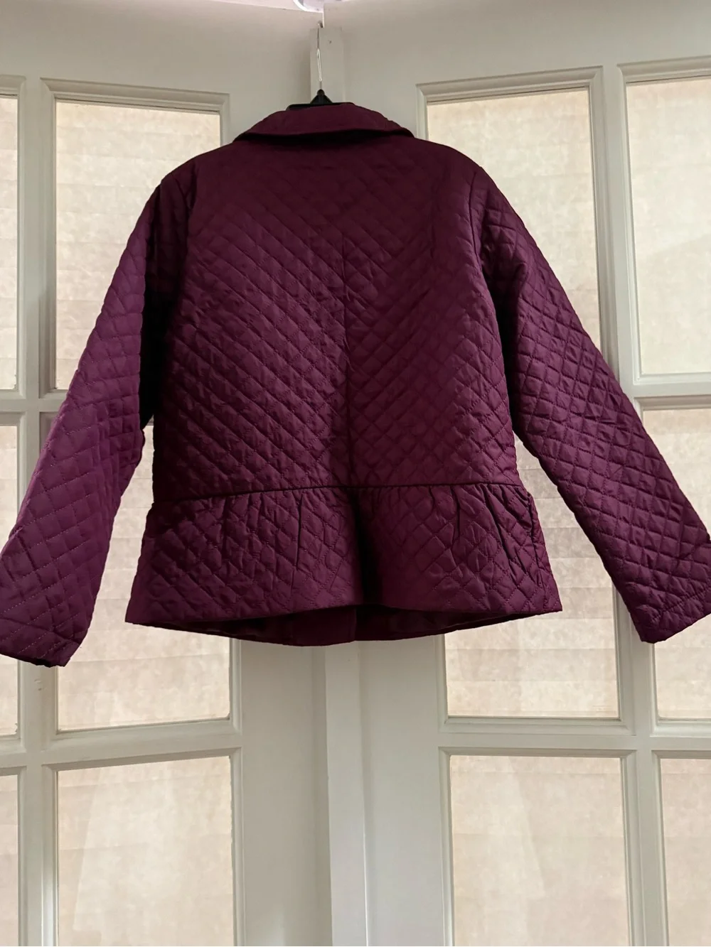 Gymboree Quilted Puffer Jacket in Plum with Brown Trim